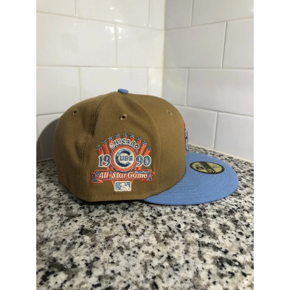 Chicago Cubs New Era 59FIFTY 1990 All Star Game Iced Wheat Fitted Hat Size 7 1/4